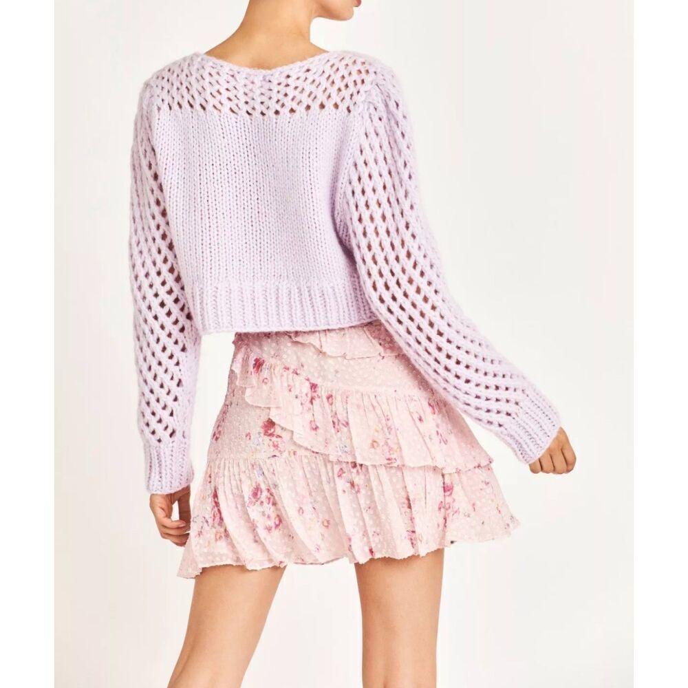 LoveShackFancy Imelda Skirt Bubbly Pink Size 4 Mini Ruffle Skirt Silk Blend - Picture 3 of 13